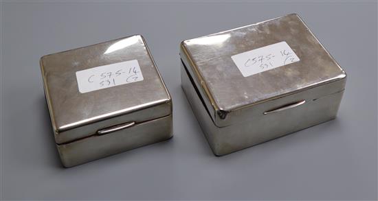 Two silver cigarette boxes, largest 11.3cm.
